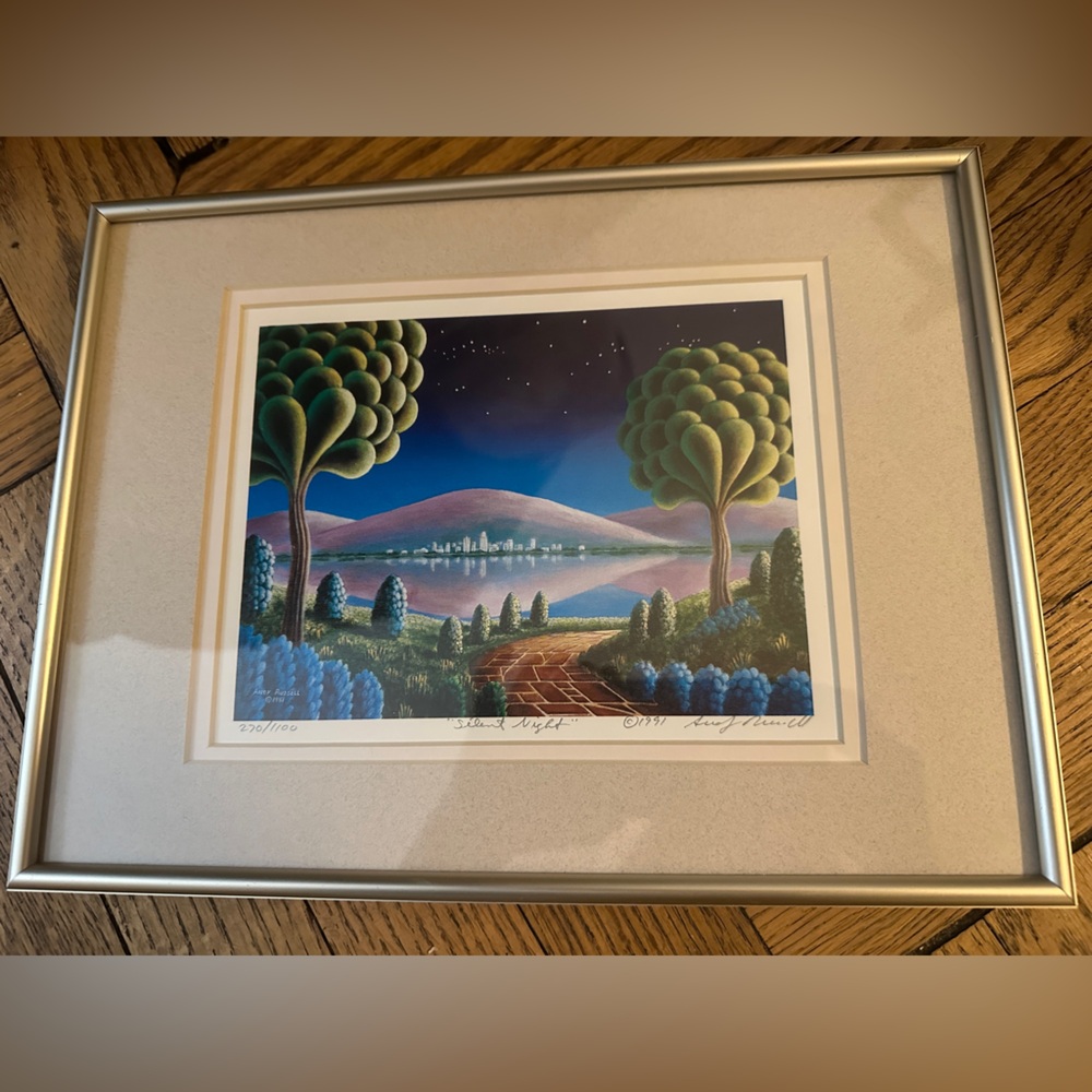 Andy Russell Signed Numbered Print, framed “Silent Night”